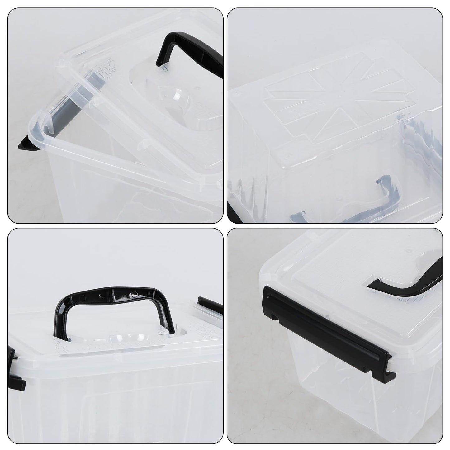 Hayixia 3.5 Quart Clear Latching Bin with Handle, 6-Pack Small Plastic Storage Boxes with Lids