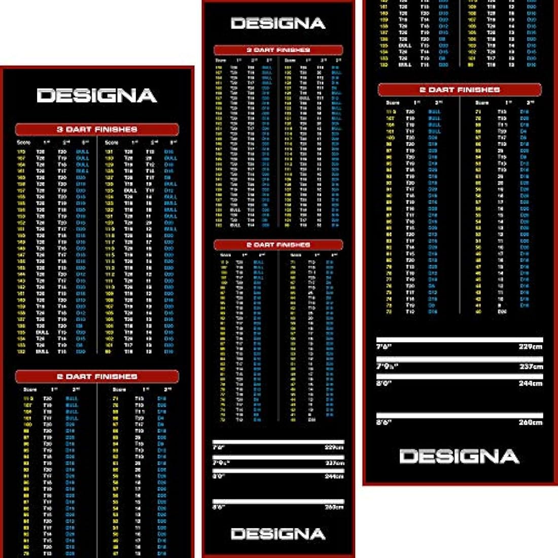 Designa Darts | Non Slip Carpet Darts Mat with Checkout Design | Multiple Colours & Sizes.