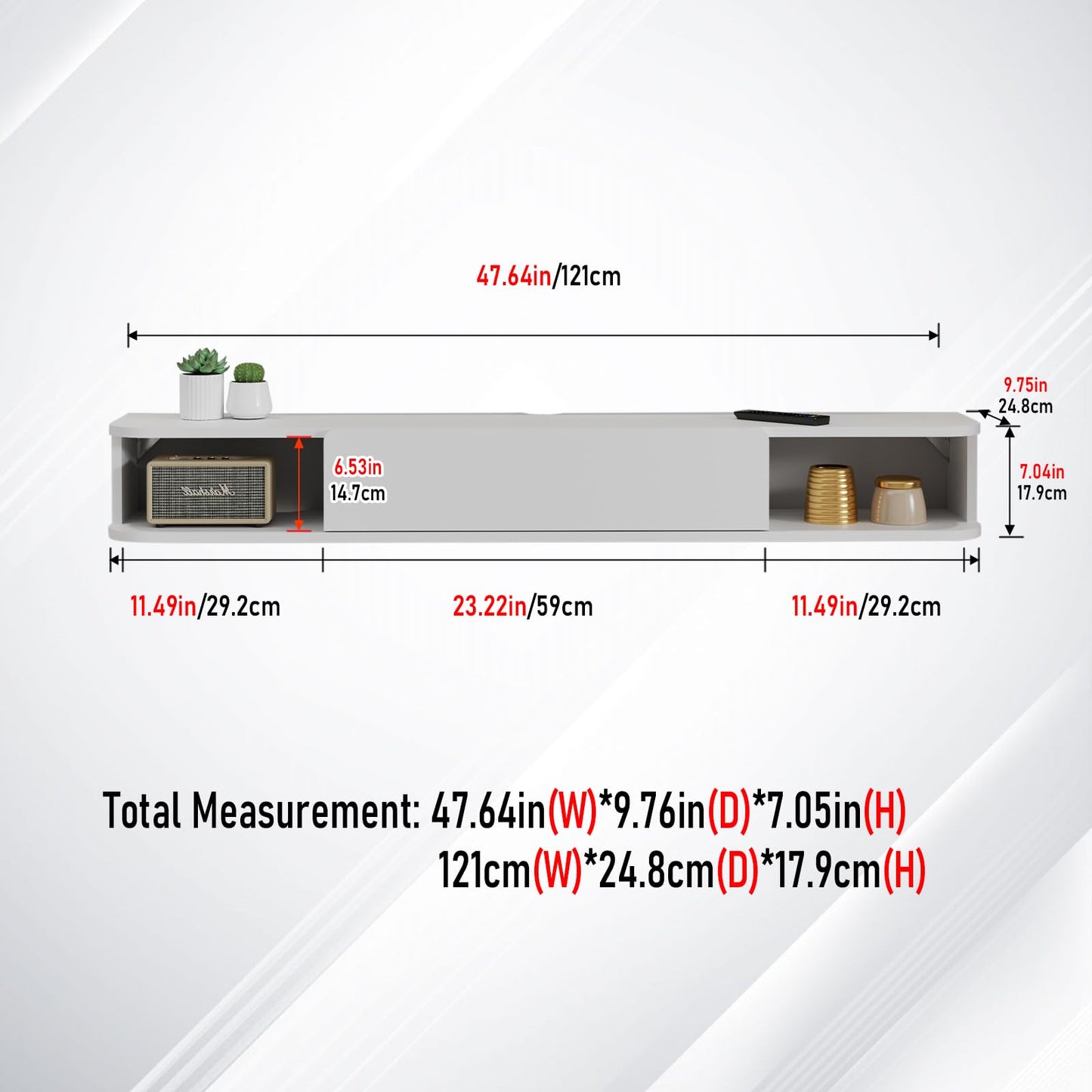 Pmnianhua Floating TV Shelf, Wall Mounted TV Cabinet, Floating Shelves with Door, Modern Entertainment Media Console Center Large Storage Under TV