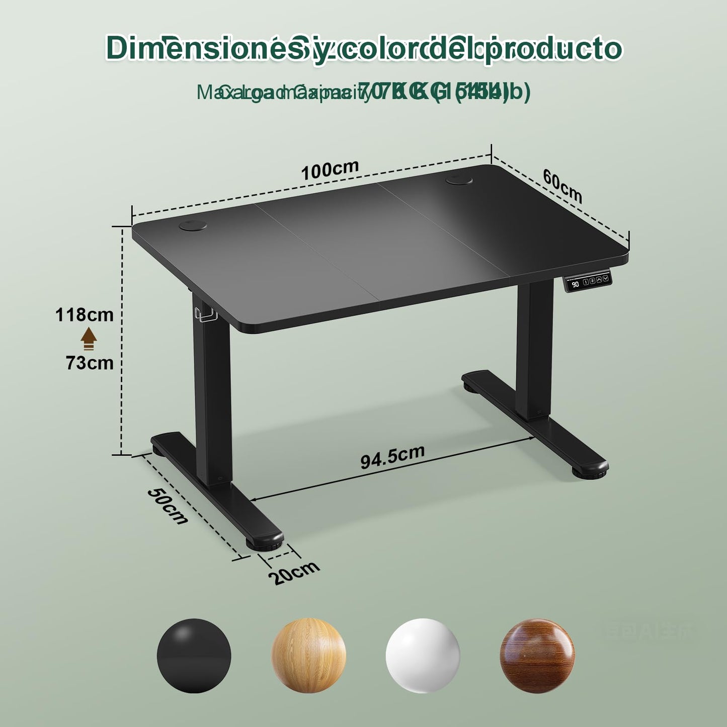 JUMMICO Electric Standing Desk 100 x 60 cm Home Office Height Adjustable Desk, Computer Lift Table with Smart Panel
