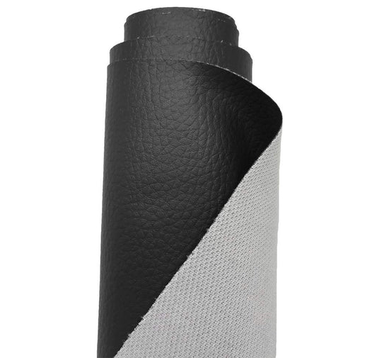 A-Express Grained Faux Leather Fabric Waterproof Heavy Duty Leatherette Vinyl Leathercloth Upholstery Textured Material - Black 1 Metre 100cm x 140cm