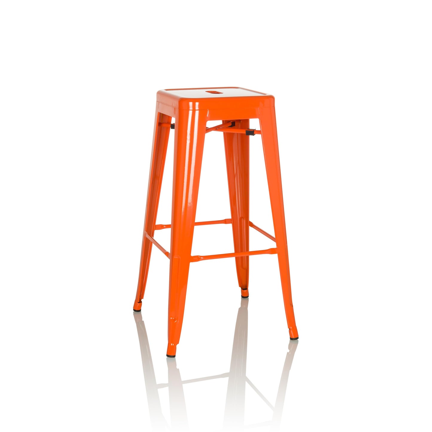 hjh OFFICE 645080 Bar stool VANTAGGIO HIGH metal Orange retro stool in industry design, stackable