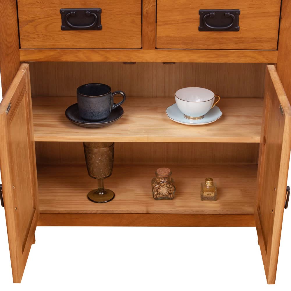 Aurotrice Oak Small Sideboard/2 Door 2 Drawer Mini Sideboard/Living Room Storage (Rustic) …