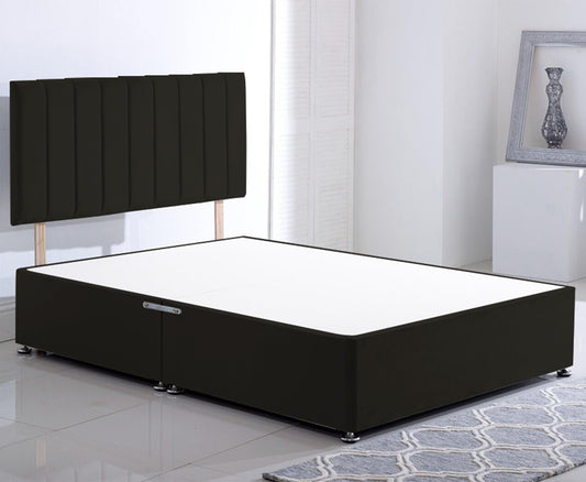 ComfoRest Double Divan Bed with No Drawers - 4FT6 - (Black Plush) - Minimalist Frame for Compact Bedrooms - Durable Design for Contemporary Living