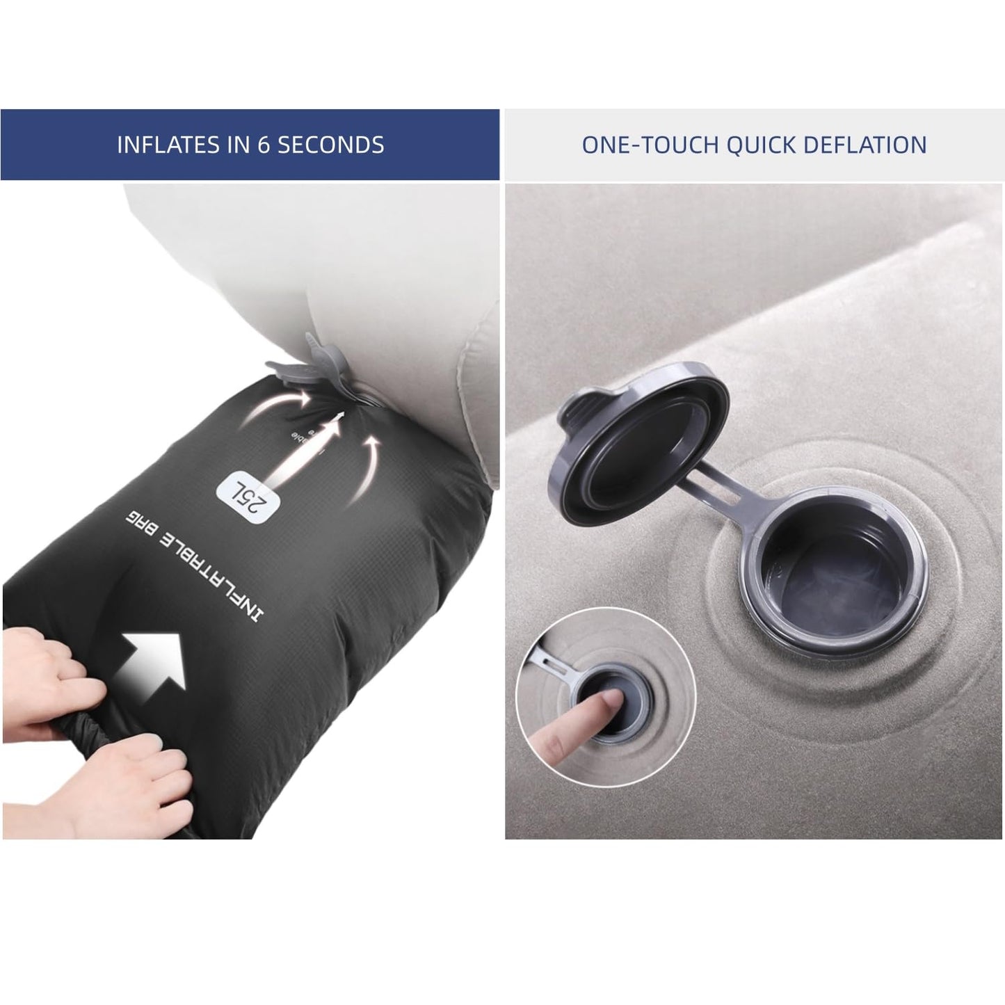 Inflatable Foot Rest Pillow with Fast Air Pump Bag (6s), 450 g Lightweight