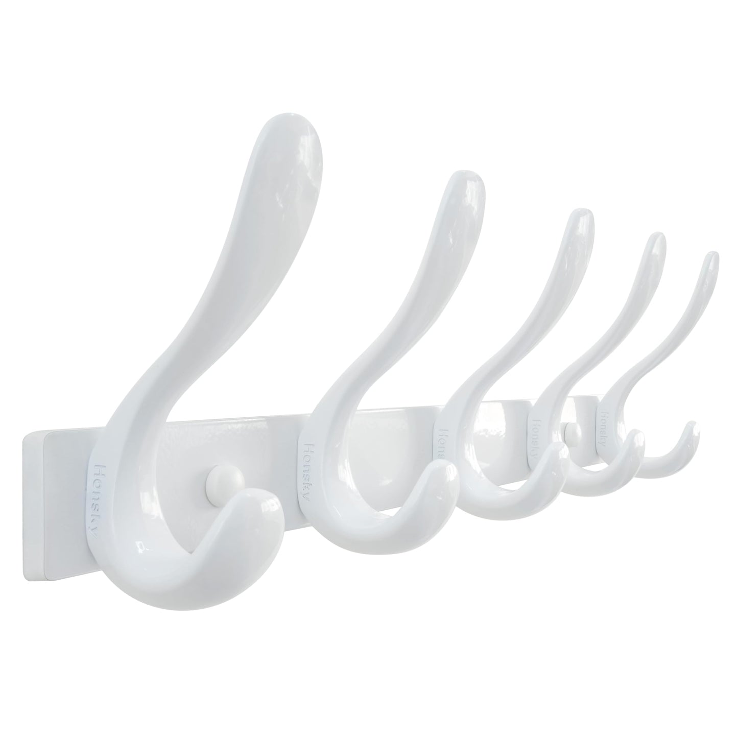 HONSKY Wall Coat Rack, Towel Rack,Metal Wall Coat Hanger with 5 Double Hooks (10 Hook), for Hanging Coat, Hat, Bag, in Hallway Entryway, White