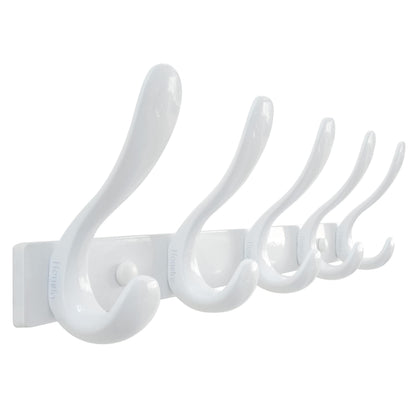 HONSKY Wall Coat Rack, Towel Rack,Metal Wall Coat Hanger with 5 Double Hooks 10 Hook, for Hanging Coat, Hat, Bag, in Hallway Entryway, White