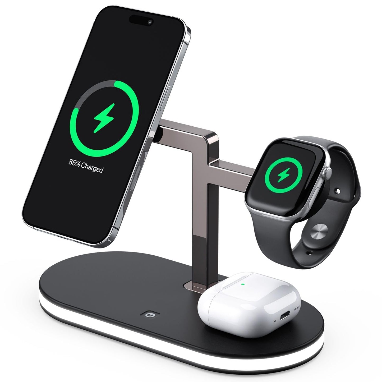 UEQ 4 in 1 Wireless Charging Station for Apple MagSafe Charger,Fast Charging Magnetic Wireless Charger Stand with Night Light for iPhone 17 Air 16 15