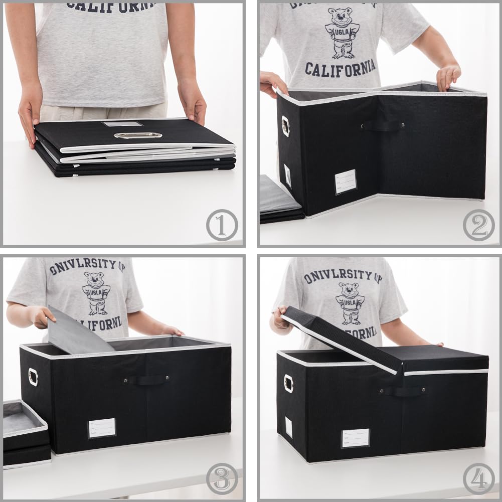 Prandom Storage Boxes with Lids Large,Collapsible Linen Fabric Storage Box,Decorative Bins,Really Useful Box,Clothing