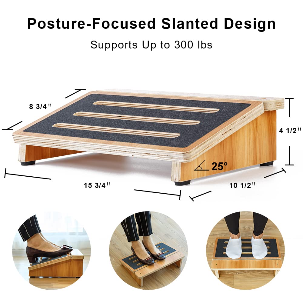 StrongTek Under Desk Foot Rest for Home and Office Chairs, Portable Ergonomic Posture Support for PC Gaming or Work Standing Desks, Slanted Non-Slip