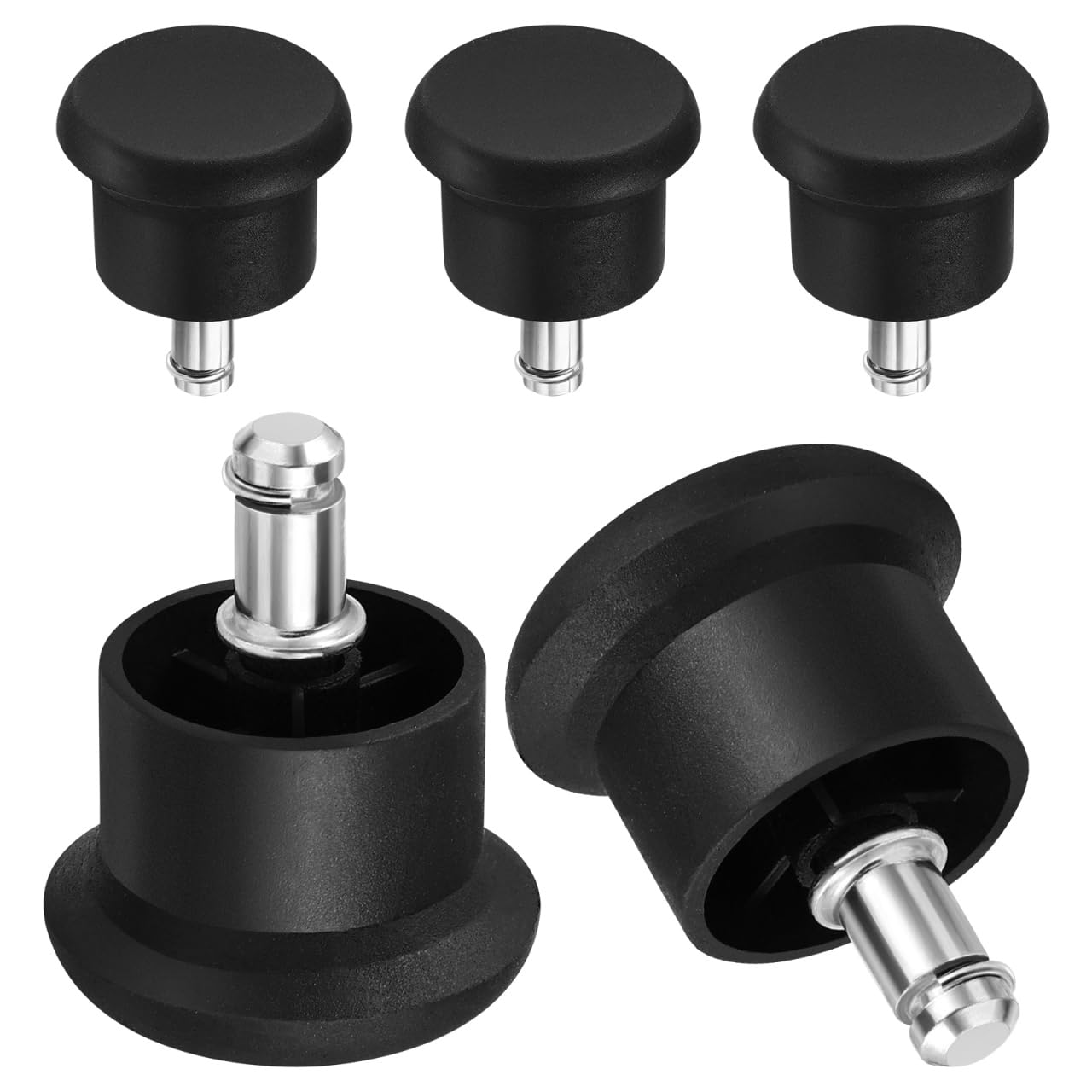 VOSAREA 5 x Replacement Felt Slider Chairs for Office Home (Black)