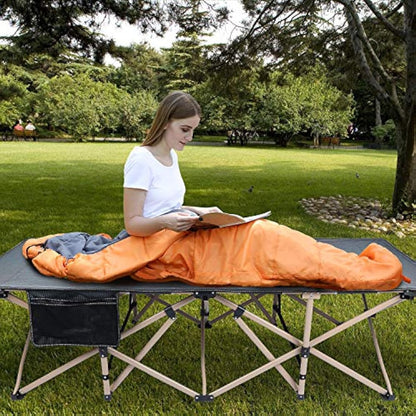 REDCAMP XXL Oversized Camp Bed for adults 500lbs, 33" Extra Wide Heavy Duty Sturdy Folding Camping Bed Portable, Stronge Thicker Tubes Sleeping Cot Outdoor Travel Office,Dark Gray
