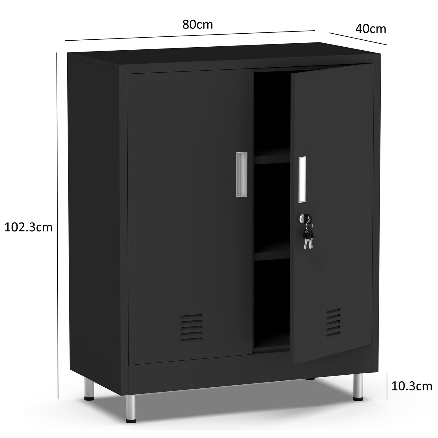 JINGUR Metal Storage Cupboard with Locking Doors and Adjustable Shelves, Lockable Storage Cabinet for Home Office Garage Pantry Entryway Living Room