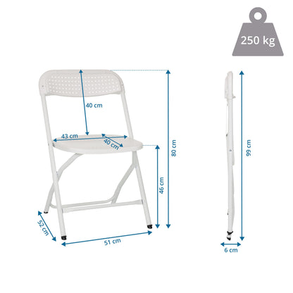 hjh OFFICE folding chair with a load capacity of up to 250 kg TUDELA XXL PRO W folding camping chair, indoor and outdoor folding chair, white