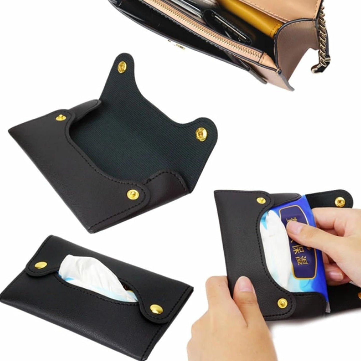 2Pcs Tissue Holder - Tissues Holder | Travel Pouch for Tissue | Pocket Papers Towel | Tissue Bag Holder | Paper Towel Pu Leather Case