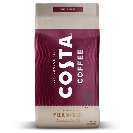 Costa Coffee Whole Bean Coffee, Signature Blend Medium Roast, 12 oz each, Rainforest Alliance Certified