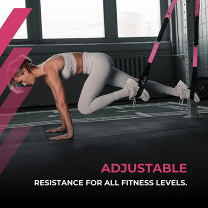 THYSOL Suspension Trainer Pro Xtreme Straps | Sling Trainer Set with Adjustable Door Anchor | Fitness Home Workouts - Suitable for Travelling & for