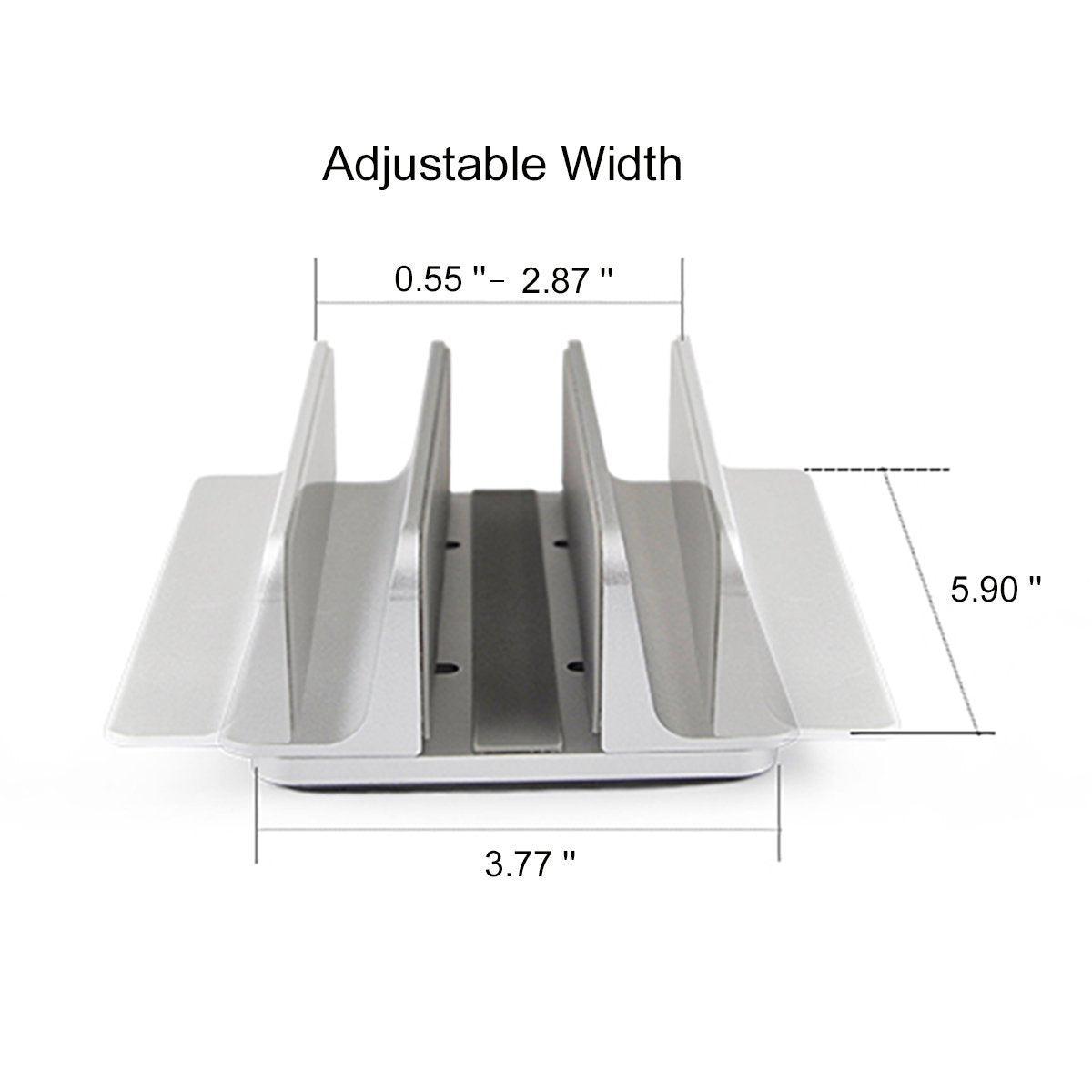 MOSISO Vertical Laptop Stand, Adjustable Aluminum Alloy Holder, Silver