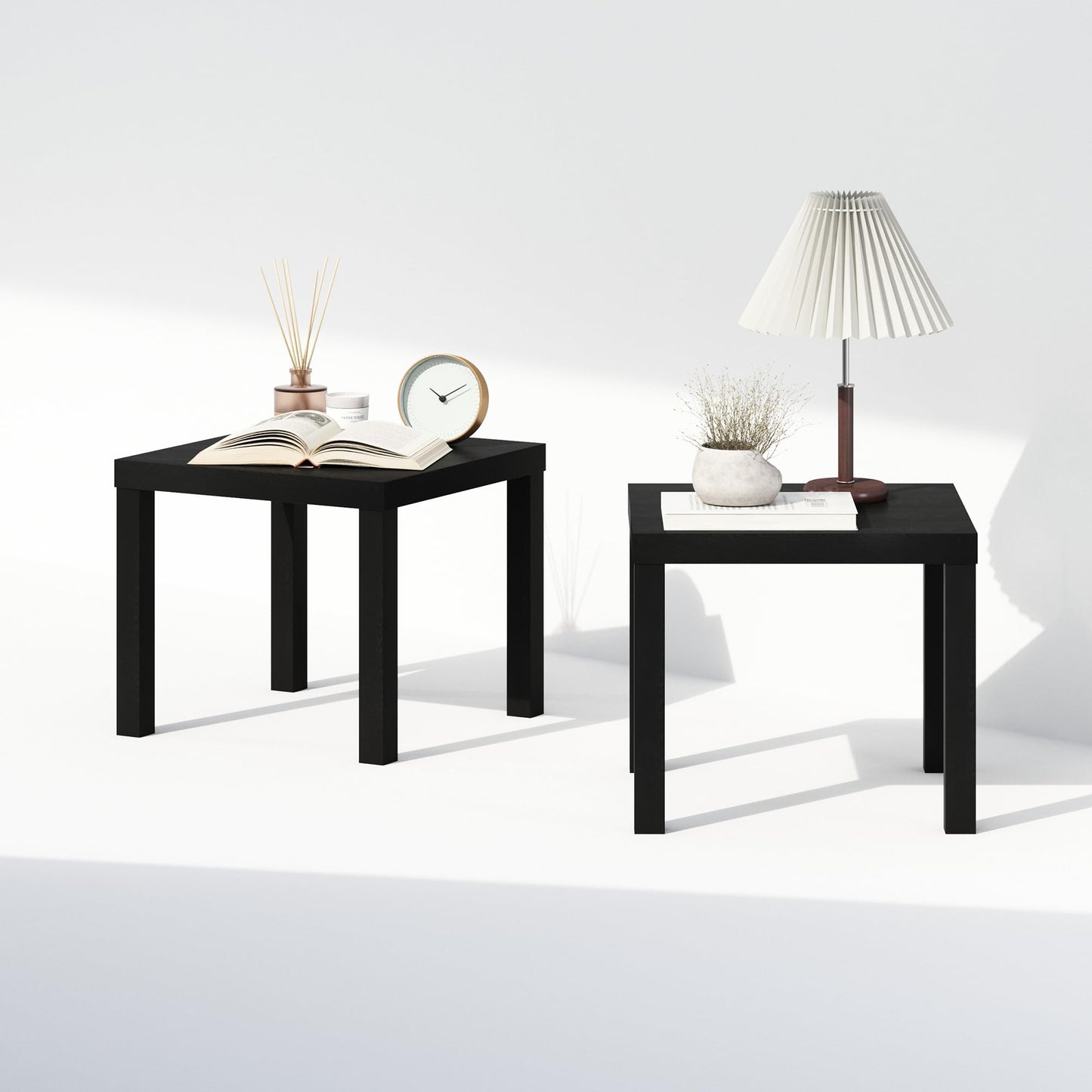 Furinno CLASSIC Night Stand Set of 2, 1.8 Thick Tabletop Nightstand, Square Bedside Table, End Table, Side Table, Easy Assembly, for Bedroom