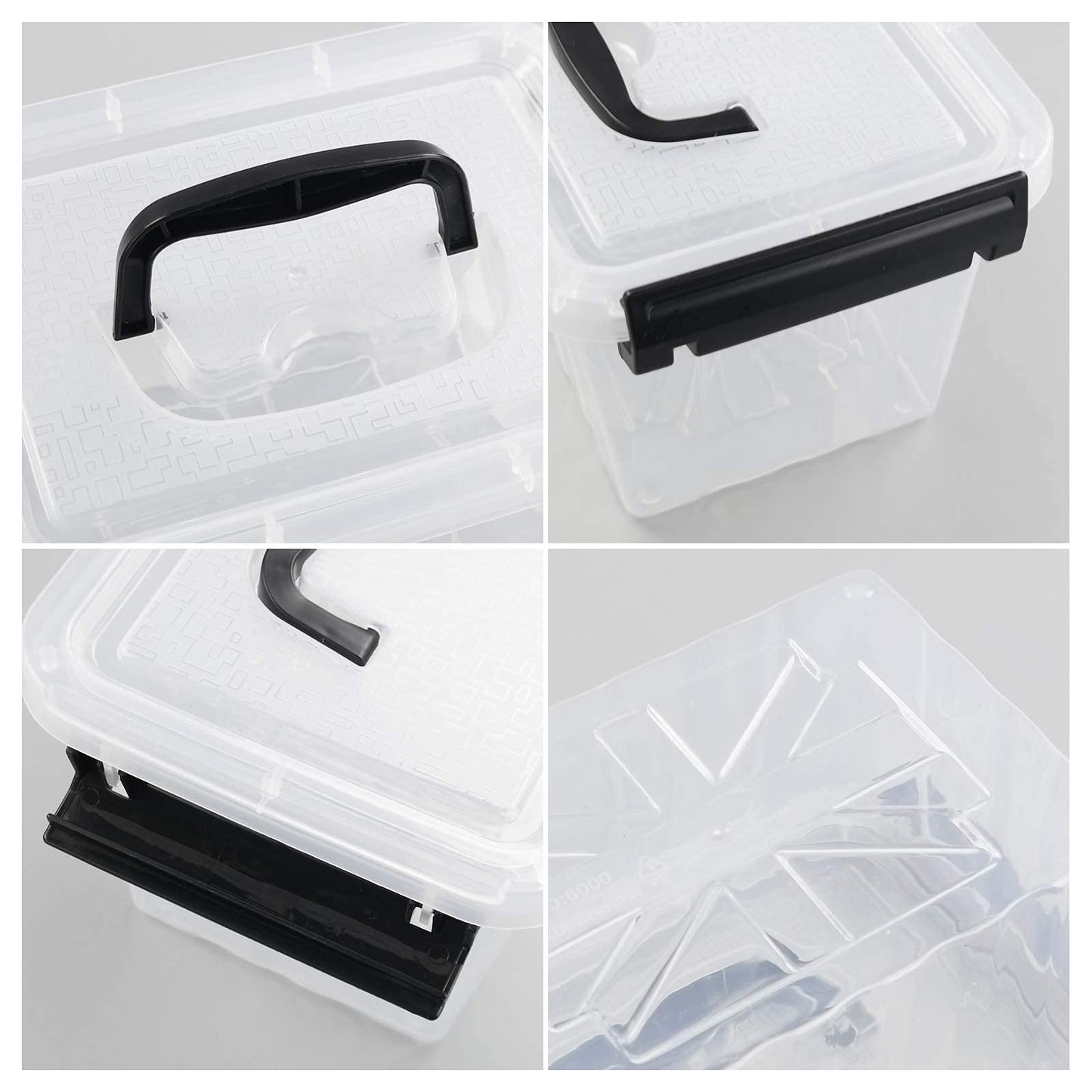 Sosody 3.5 L Small Lidded Storage Latch Box, Clear Plastic Storage Box, 6 Packs