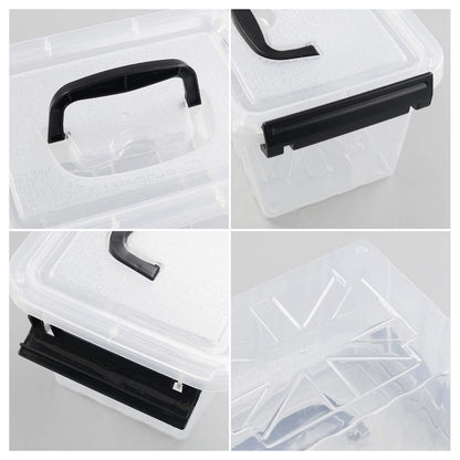 Sosody 3.5 L Small Lidded Storage Latch Box, Clear Plastic Storage Box, 6 Packs