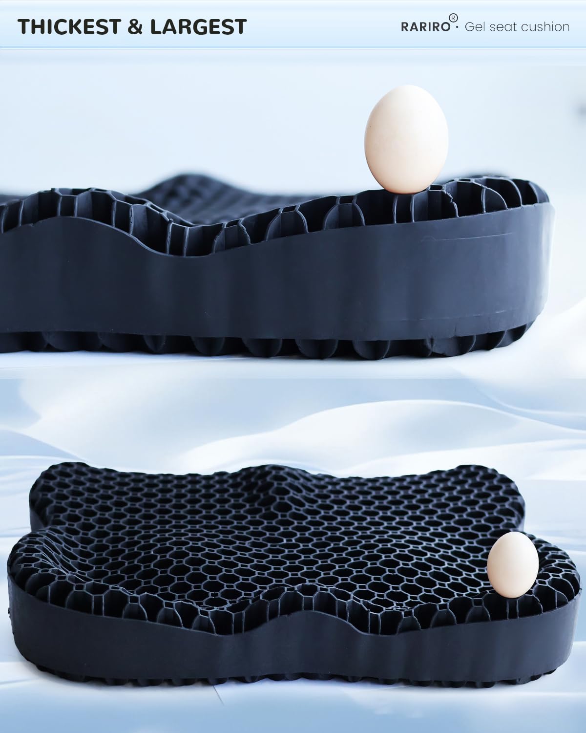 Double-Layer Honeycomb Gel Seat Cushion, Pressure Relief for Long Sitting
