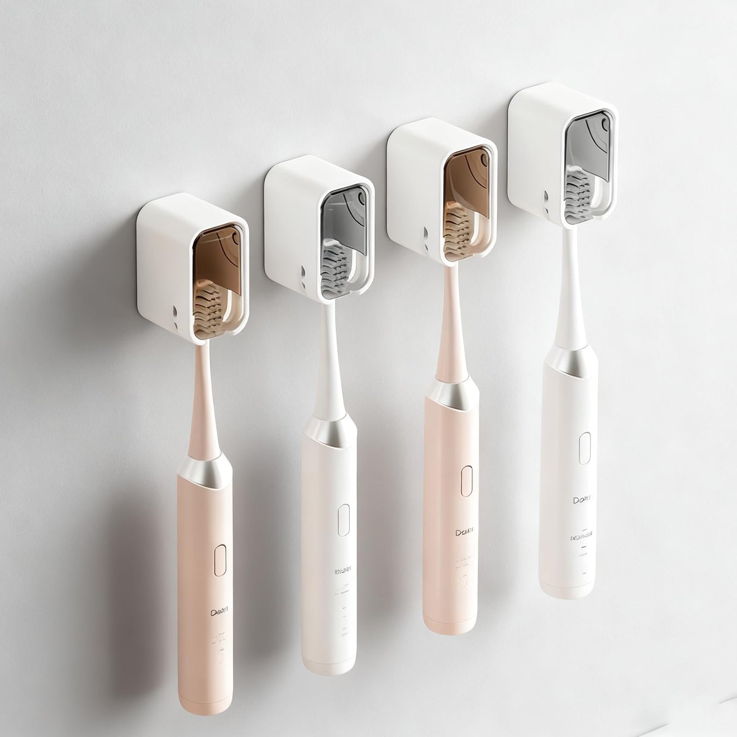 4Packs Toothbrush Holder Wall Mounted Toothbrush Holders Wall Mounted with Cover Toothbrush Heads Bathroom Toothbrush Holder Set Organizer for