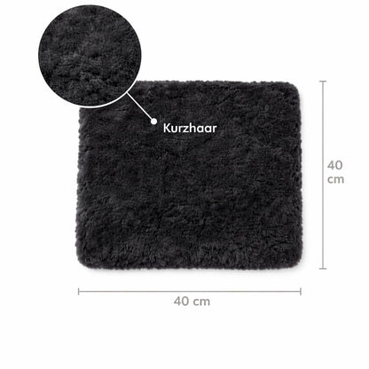 Naturasan Merino Lambskin Seat Cushion 40 x 40 cm Black - Soft Seat Cover Made of Real Lambskin, Decorative & Temperature Regulating, for Chair