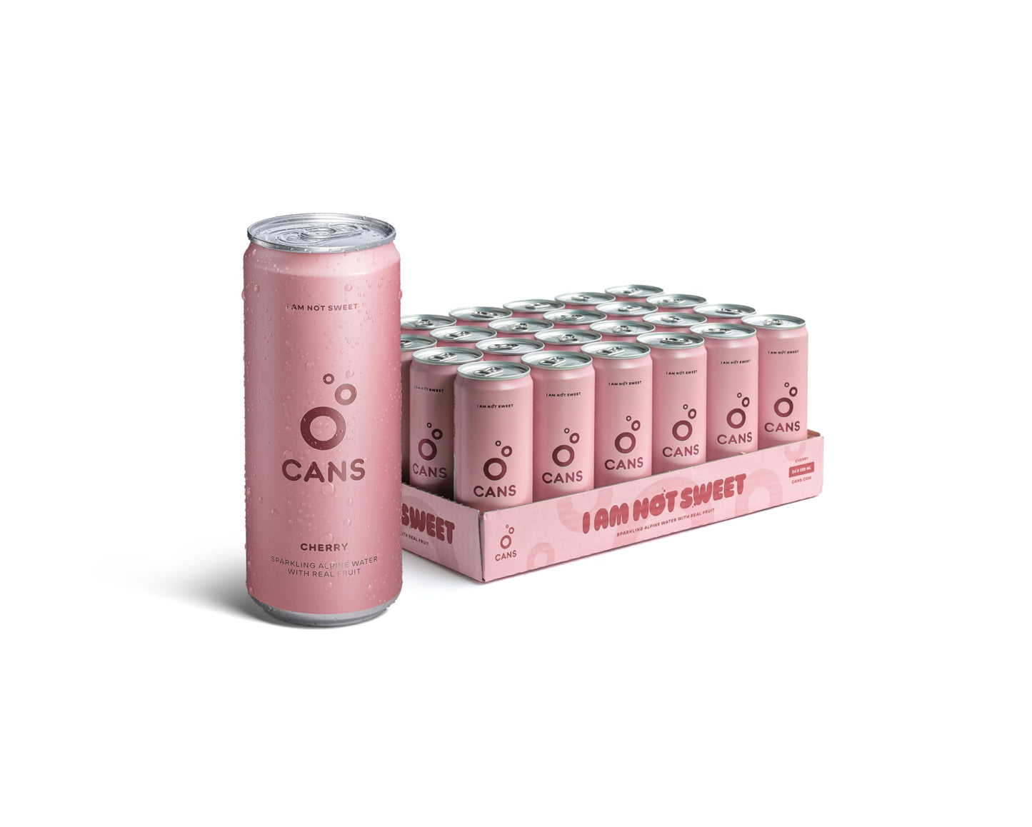 CANS - Sparkling Water with Cherry, Natural Flavours, No Added Sugar or Sweeteners, Alpine Spring Water, 330ml x 24 pack