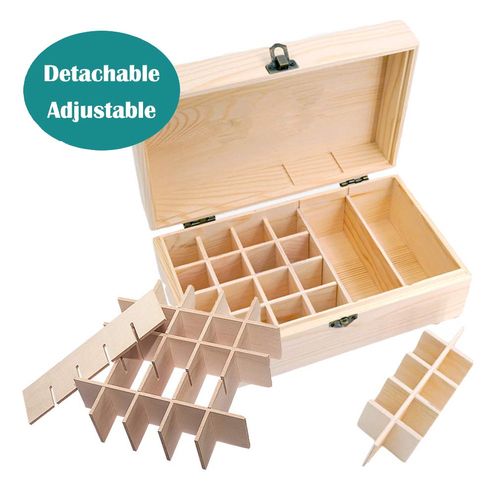 Gracelaza 36 Slots Wooden Essential Oil Organizer - Holds 5 10 15 ml Aromatherapy Bottles