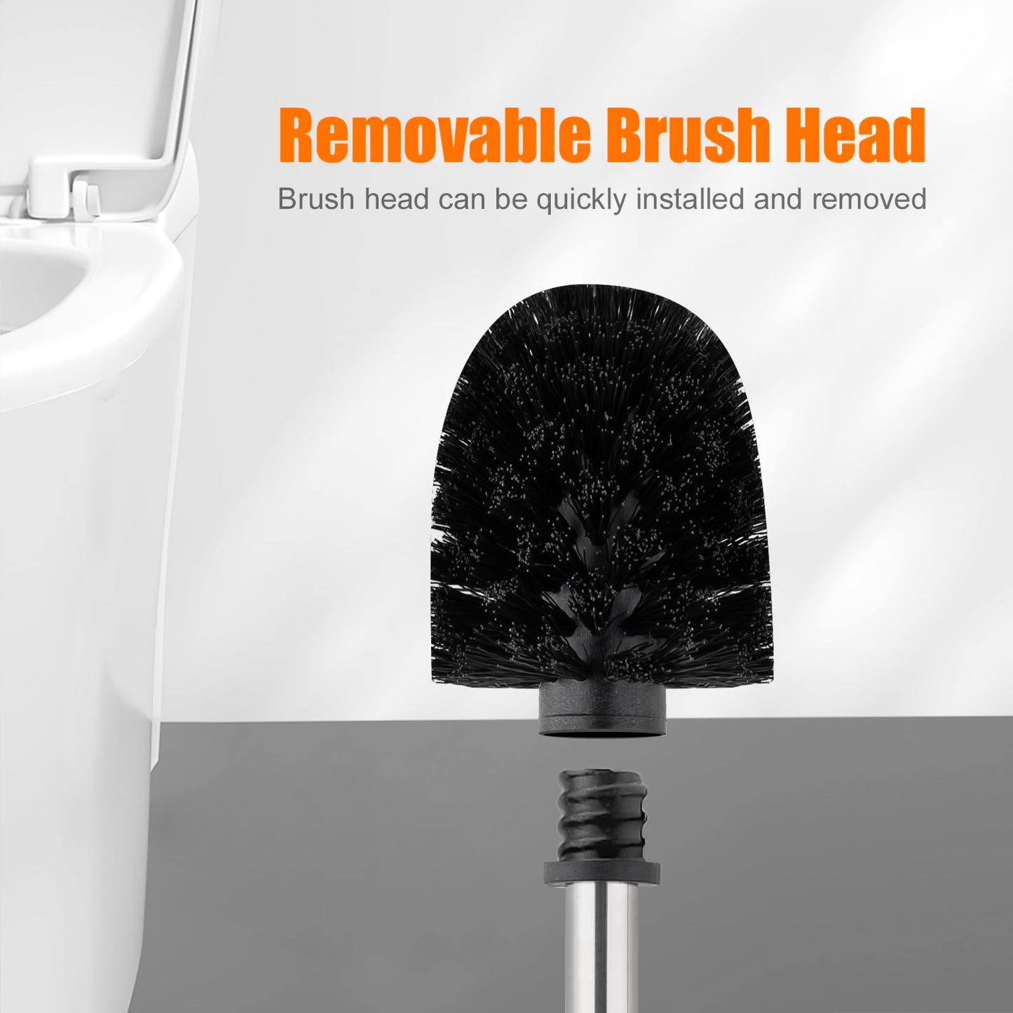 Ibergrif Black Toilet Brush 4PCS with Stainless Steel Handle M34155