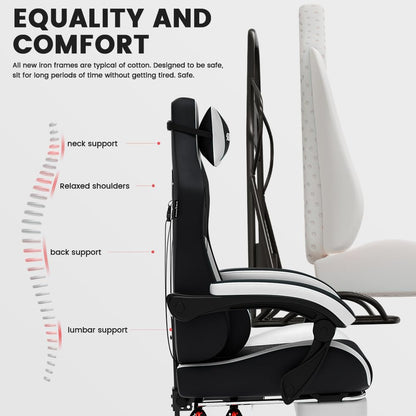 SUKIDA Ergonomic Gaming Chair for Adult, Comfortable Desk Chair with Massage, Comfy Headrest and Lumbar Support Pc Office chairs with Footrest