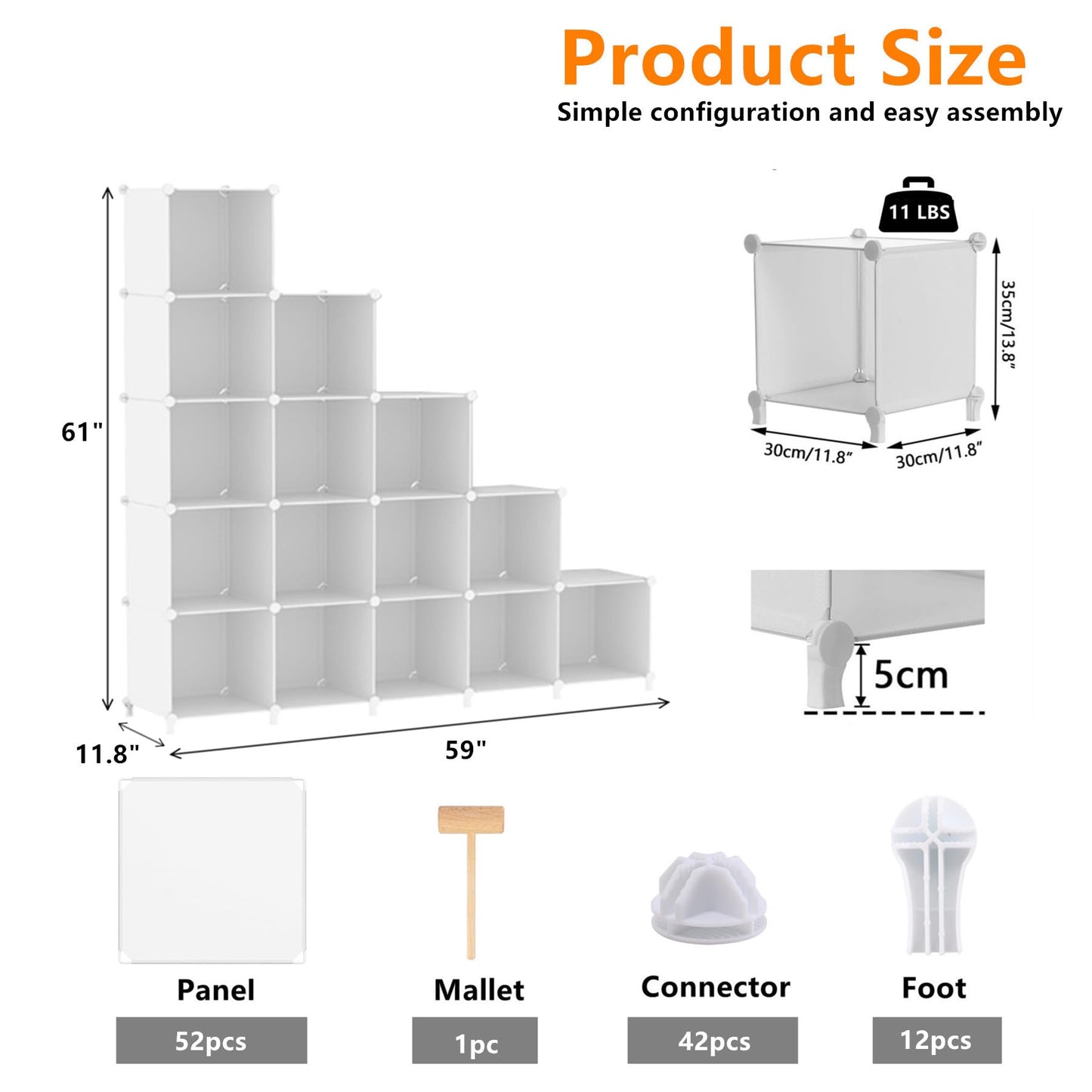 AWTATOS Cube Storage Organizer,Bookcase,16 Cube Closet Organizer,White