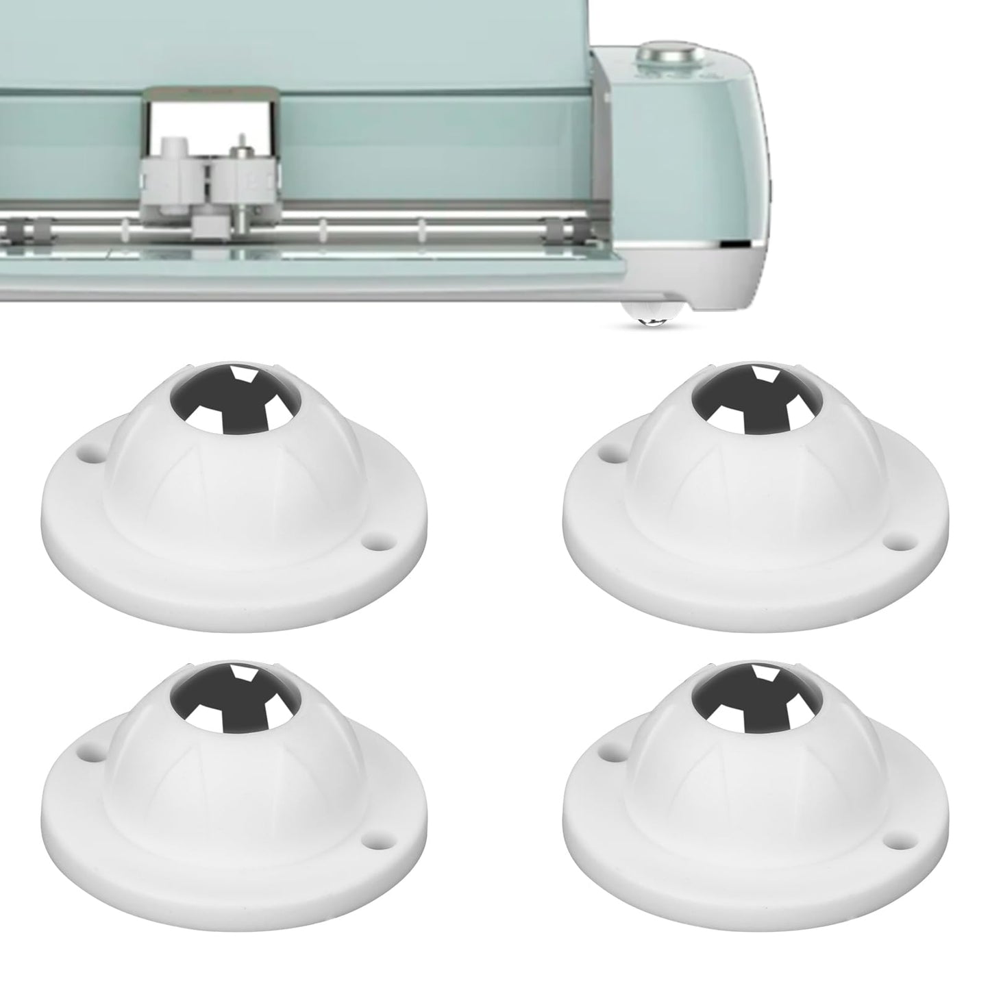4pcs Mini Caster Wheels for Cricut Maker/Explore Air, Self Adhesive Roller Steel Swivel Transfer Bearings 360°Rotation Ball Casters Universal Sticky