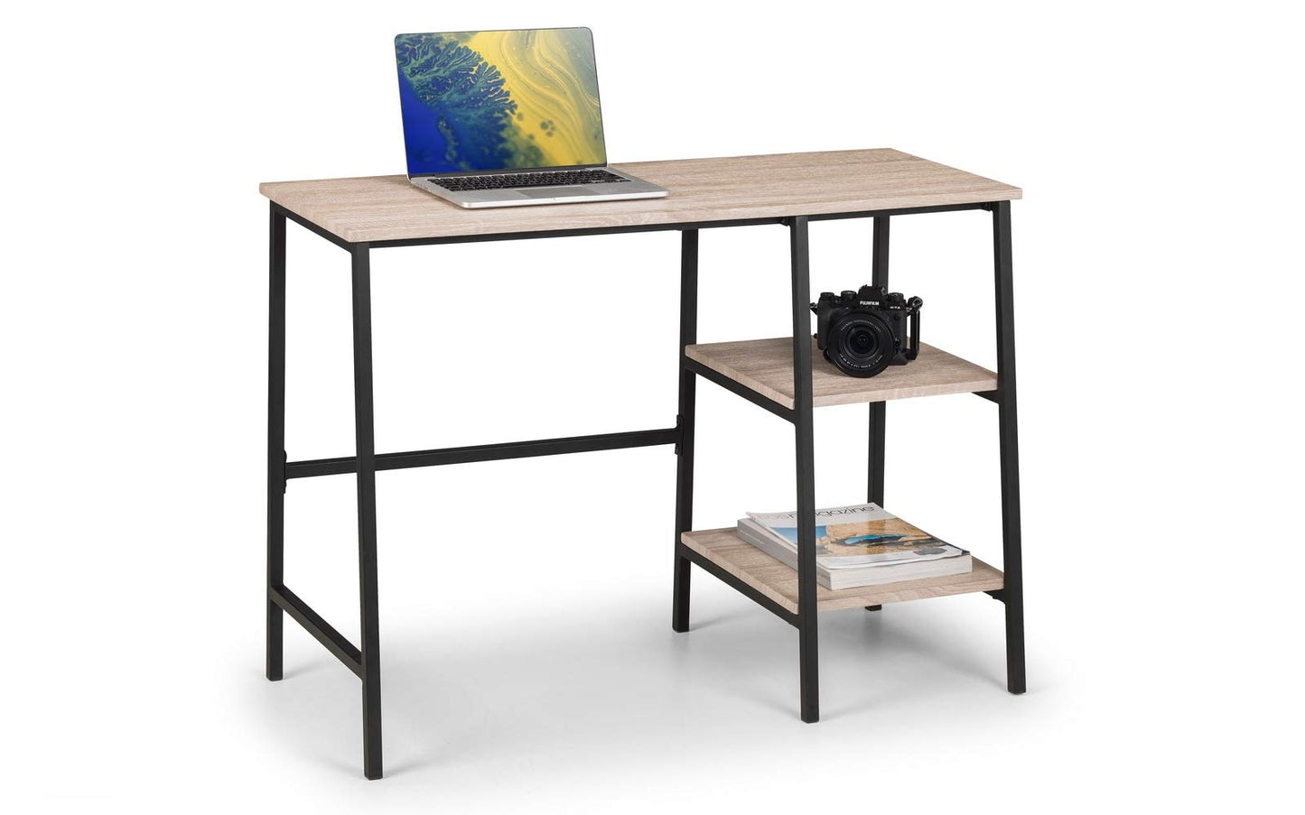 Julian Bowen Tribeca Desk with Shelves, Sonoma Oak Effect - H72xW104xD45cm