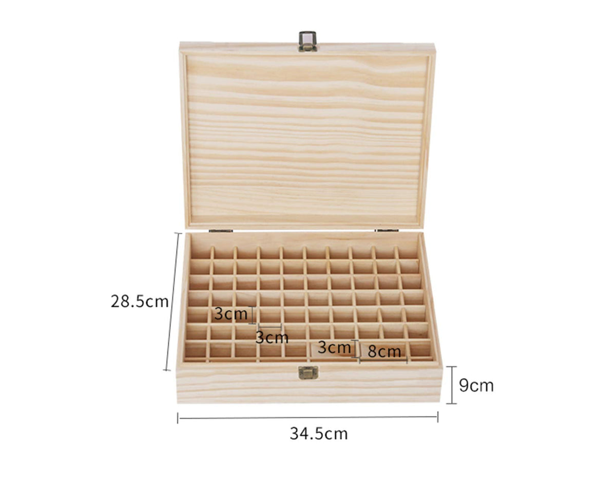 RoseFlower Wooden Essential Oil Storage Box Home Fragrance Carrier Case, Holds 74 Bottle Fits 5-20ml