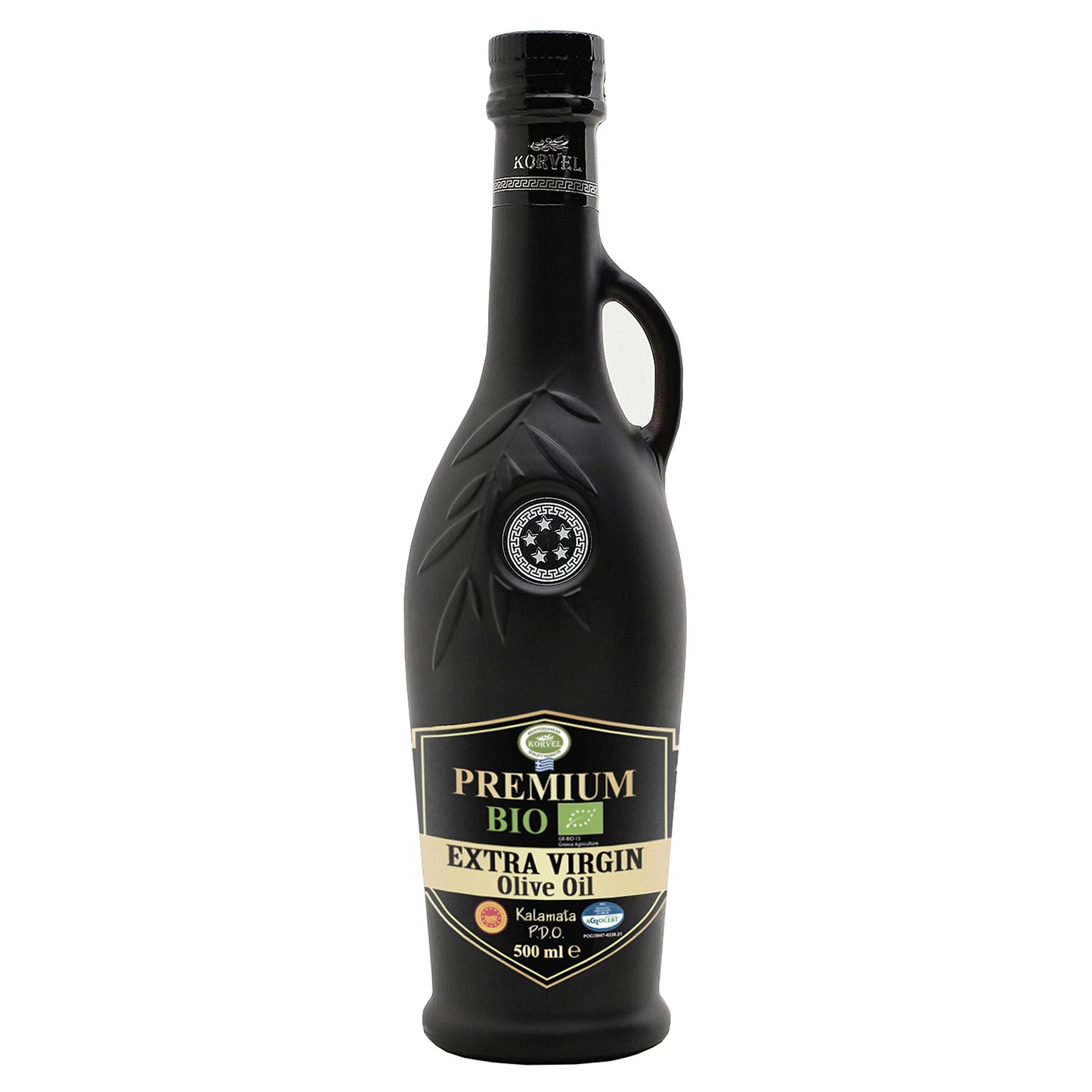 KORVEL Olive Oil - Premium ORGANIC PDO Kalamata Extra Virgin Olive oil 500 ml - Freshly harvested - Low acidity - Greece - Cold-pressed - Organic