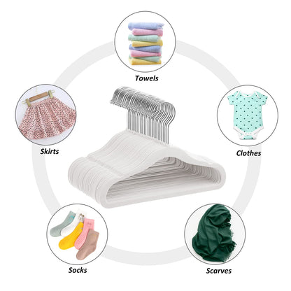 MangoKit White Baby Velvet Hangers Non-Slip Kids Coat Hangers 30 Pack
