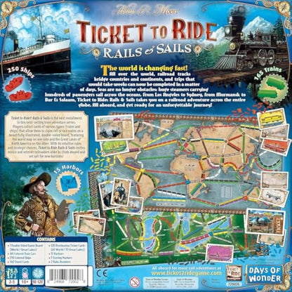 Days of Wonder | Ticket to Ride Rails and Sails | Board Game | Ages 10+ | 2-5 players | 60-120 Minutes Playing Time