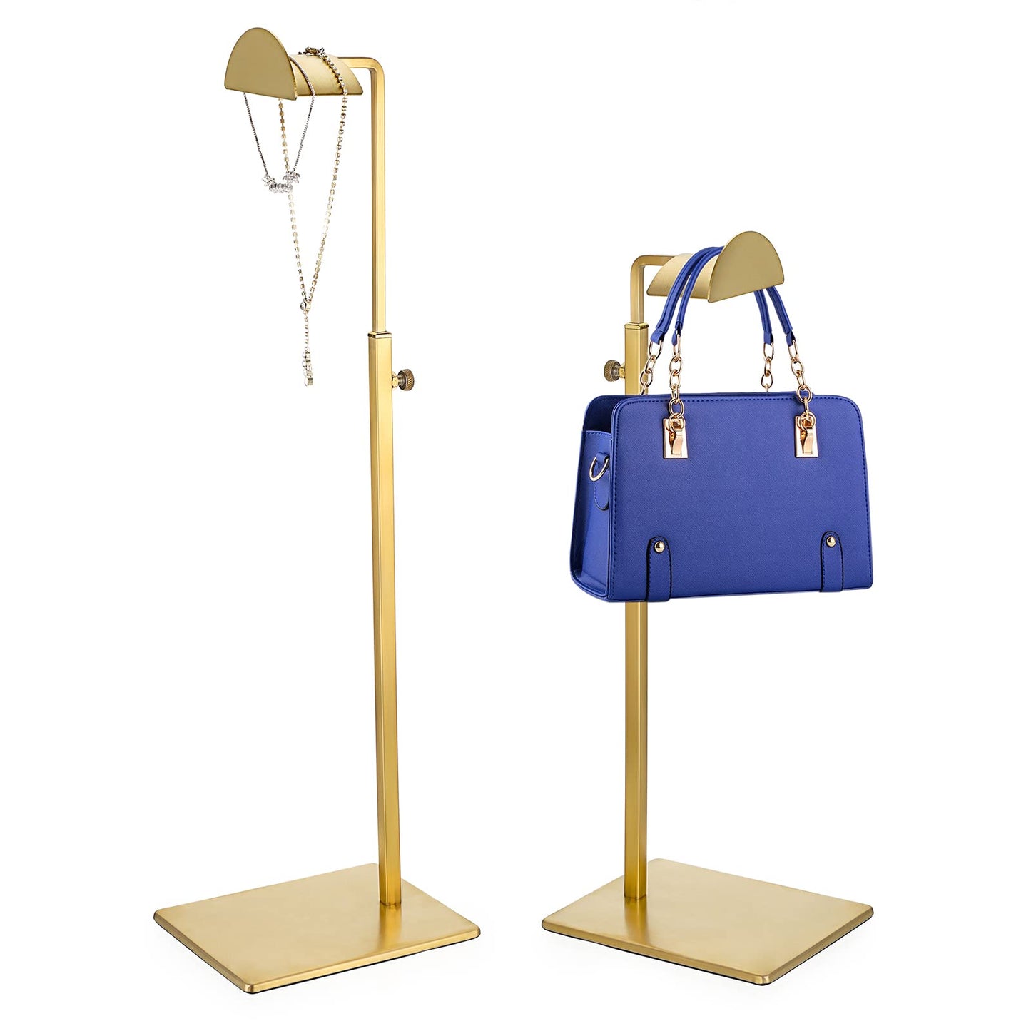 OLegei Set of 2 Adjustable Handbag Display Rack Stainless Steel Purse Display Holder Stand Shoulder Bags ,Scarves, Hats