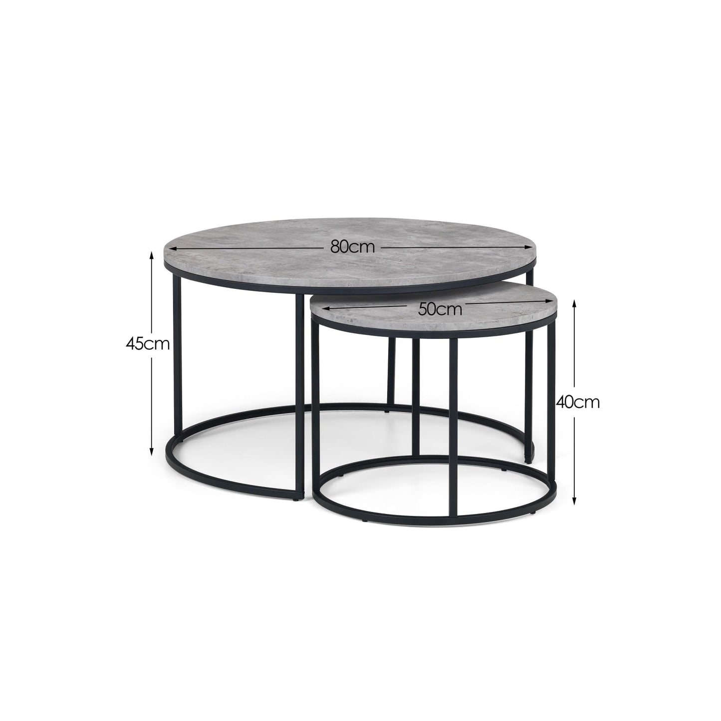 Julian Bowen Staten Nesting Coffee Tables, Concrete Effect - H55 x W40cm