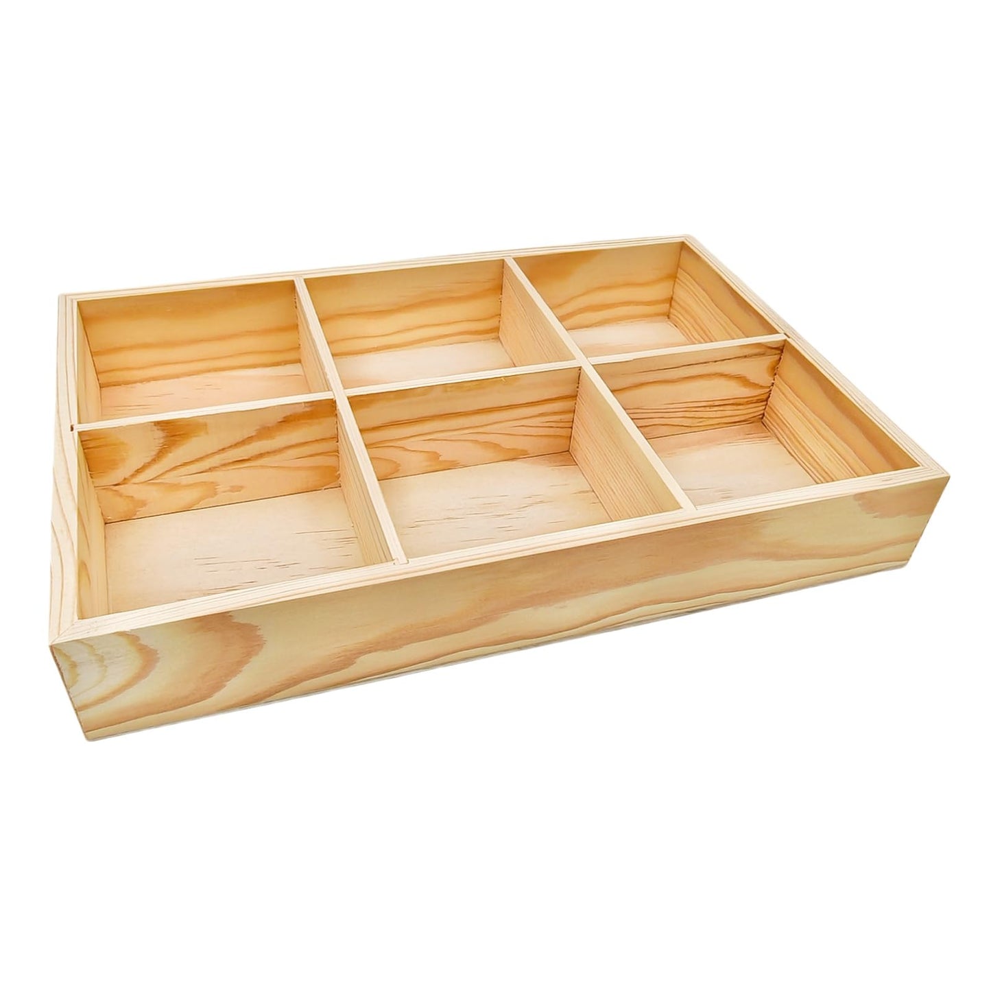 Anktily Unfinished Wooden Storage Divider Box, Showcase Display Box for 6 Compartments, Socks Organizer, Underwear Storage Case