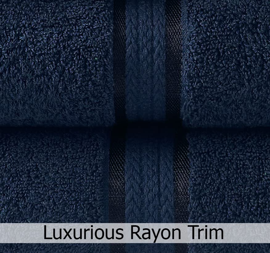 COTTON CRAFT - Ultra Soft 12 Pack Wash Cloth -30x30 - Night Sky- Pure Ringspun Cotton - Luxurious Rayon trim - Ideal for everyday use
