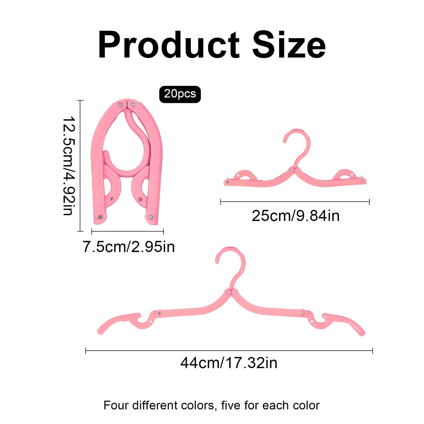 GOSHIES Travel Hangers Doldable 20 Pcs Folding Clothes Hangers 4 Colors Portable Plastic Clothes Coats Hangers for Travel Cruise Camping