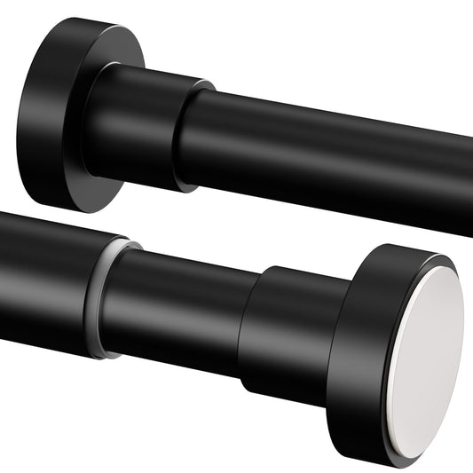 Curtain Rods Extendable, No Drilling Telescopic Pole 72-175CM, ?25mm, Adjustable Strong Tension Rod for Shower Bathroom Bedroom, Black