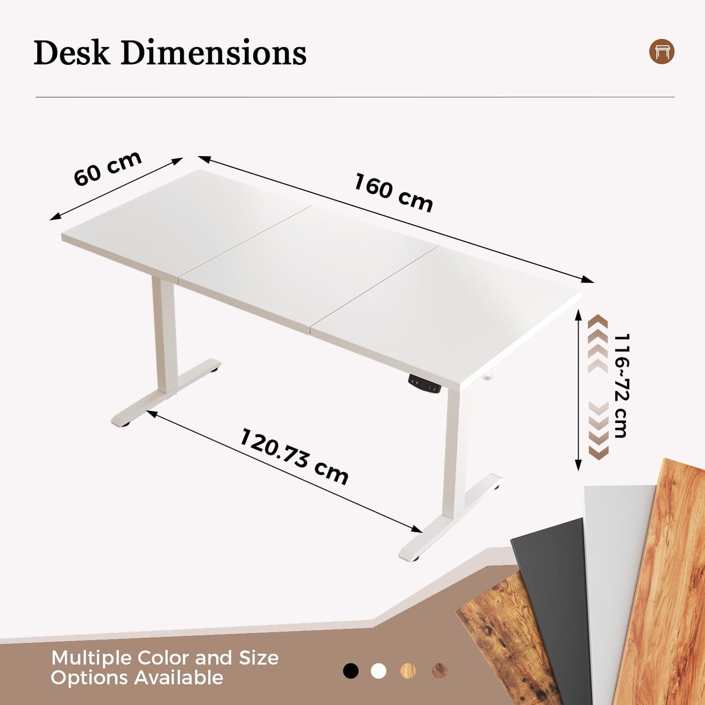 Klicelor Electric Standing Desk, 2 Memory Buttons for stand & sit, 160x60