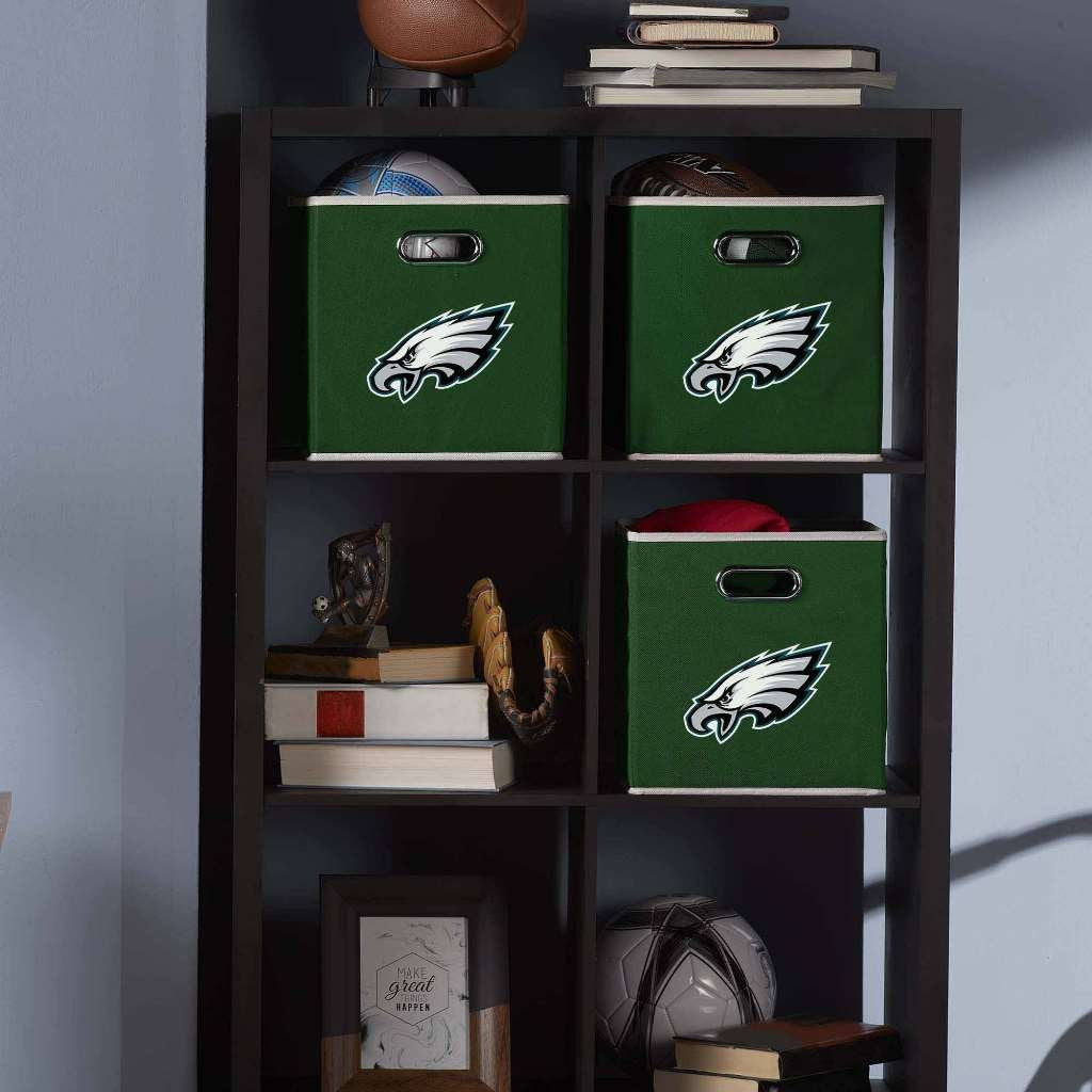 Franklin Sports NFL Philadelphia Eagles Collapsible Storage Bin - NFL Folding Cube Storage Container - Fits Bin Organizers