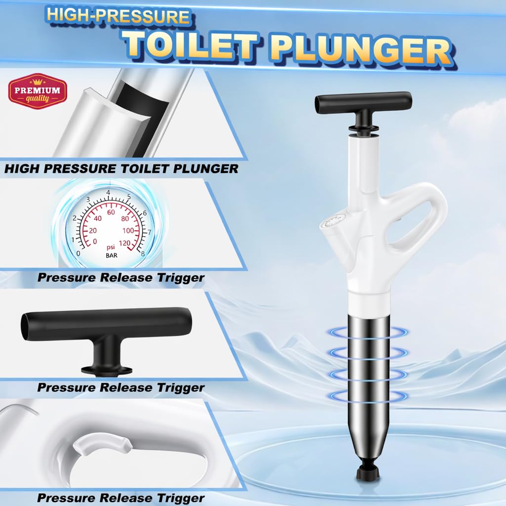 Toilet Unblocker Heavy Duty, Drain Unblocker, Sink Plunger (Off-white)