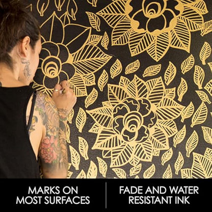 Sharpie Metallic Permanent Markers | Fine Point | Gold | 12 Count