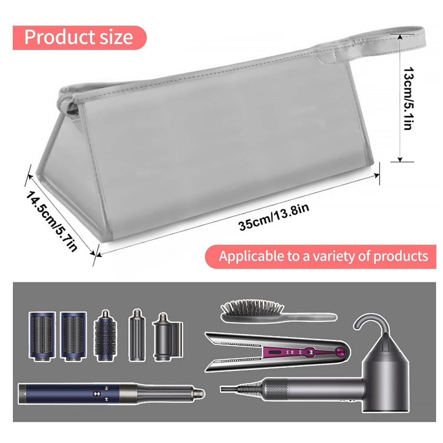 GIONAR PU Leather Travel Bag for Airwrap Styler & Supersonic Hair Dryer, Waterproof Carrying Case for Shark Flexstyle, Hair Tool Organizer